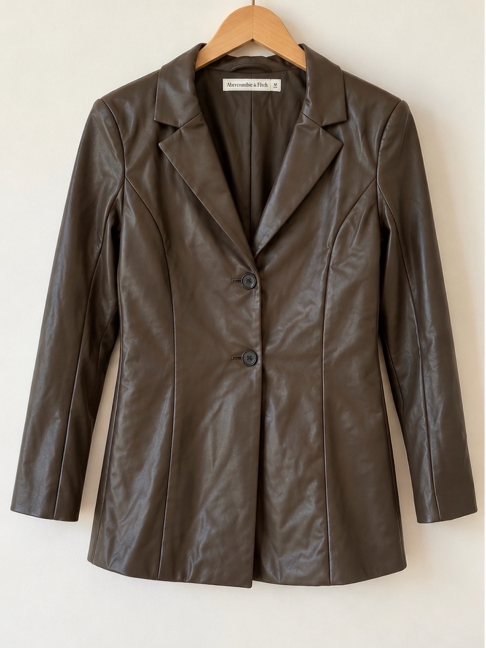Abercrombie & Fitch Vegan Leather Blazer Dress Dark Brown MP
